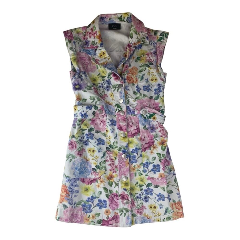 Vici Floral Denim Mini Dress